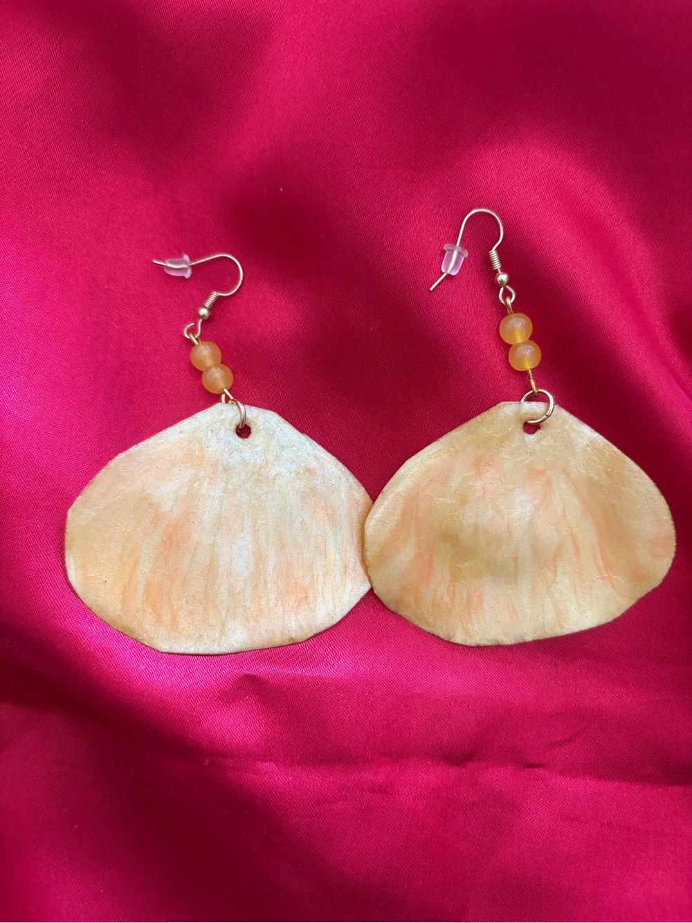 Yellow Rose Petal Earrings Drop Earrings with Bead Accents. Handmade!